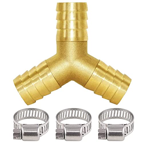 3/4" Hose Barb Y Shaped 3 Way Union Fitting Intersection/Split Brass Water/Fuel/Air - size: 0.75 Inch