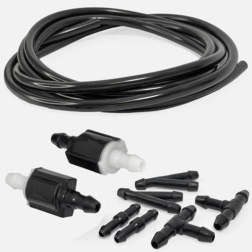 Click&Fit Universal Windshield washer Check Valves Extended repair kit, 6.5 feet Hose, 6-connectors compatible with Toyota, Ford, Chevy, Nissan, wide vehicle models – Wiper fluid rubber tubing