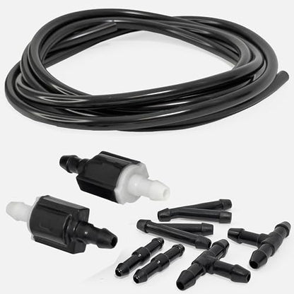 Click&Fit Universal Windshield washer Check Valves Extended repair kit, 6.5 feet Hose, 6-connectors compatible with Toyota, Ford, Chevy, Nissan, wide vehicle models – Wiper fluid rubber tubing