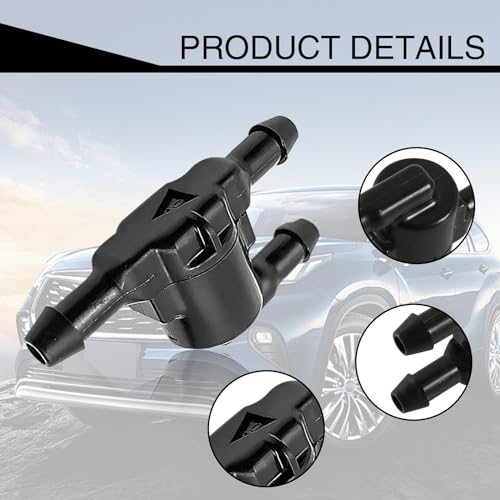 2 PCS Car Windshield Wiper Washer Check Valve, 3 Port Cleaning Nozzle Replacement 8532128020, Wiper Spray Pipe Cleaning Connector Accessory, Compatible with Toyota Lexus (Black)