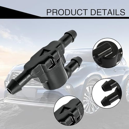 2 PCS Car Windshield Wiper Washer Check Valve, 3 Port Cleaning Nozzle Replacement 8532128020, Wiper Spray Pipe Cleaning Connector Accessory, Compatible with Toyota Lexus (Black)