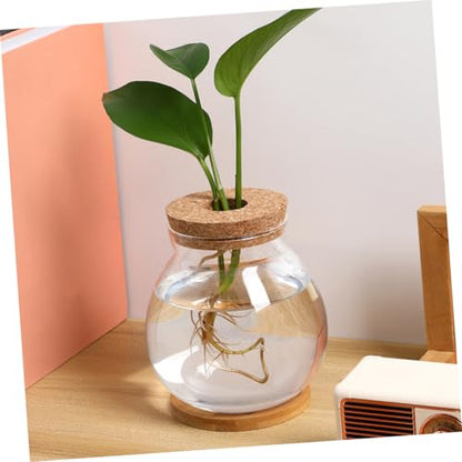 Toddmomy Transparent Glass Fish Tank with Lid for Betta Fish Compact Hydroponic Mini Aquarium for Desktop Office Decor with Mat View Design