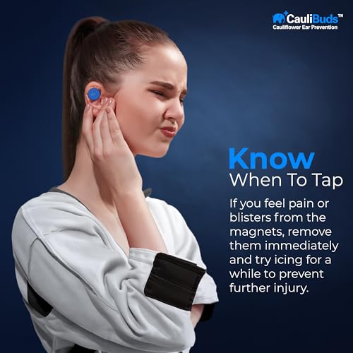 CauliBuds™ Cauliflower Ear Magnet - Premium Silicone Ear Magnets Cauliflower Ear - Pressure Earrings Magnetic Ears - Treatment in BJJ, Wrestling, MMA, & Rugby - Cauliflower Ear Draining Kit (Blue) - color: Blue