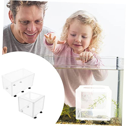 2pcs Boxes Fish Tank Isolation Box Fry Hatching Fish Tanks for Fish Tank Cleaner Incubator Clear Acclimation Brine Shrimp Hatchery Kit Betta Fish Tank Cloth