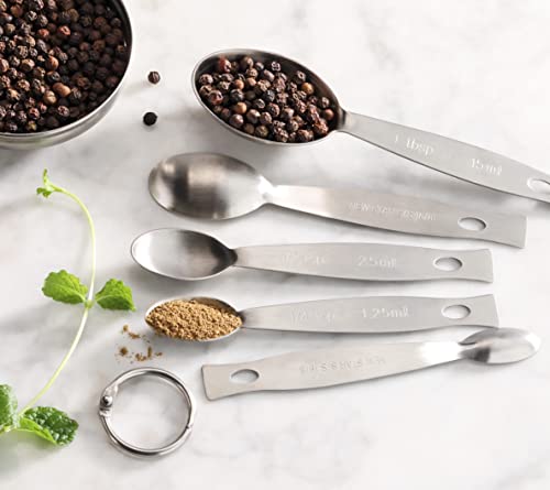 New Star Foodservice 18/8 Stainless Steel Measuring Spoons Set of 5, Silver