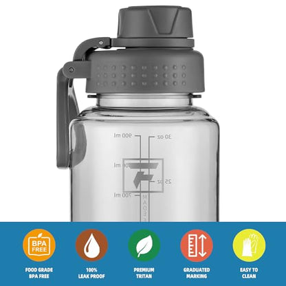 Fanhaw 32 oz Clear BPA-Free Tritan Water Bottle with Fast-Flow Spout Lid, BPA-Free & Leak-Proof Wide-Mouth Reusable Bottle for Gym, School & Office, Back to School Essentials (Gray) - color: Gray, style: 1 Pack