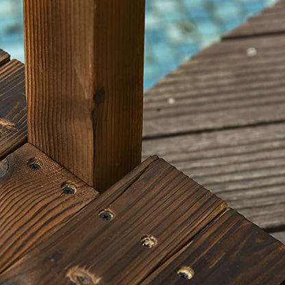 Outsunny 7.5' Wooden Arch Garden Bridge, Safety Rails for Backyard Ponds, Creeks, Streams, Carbonized - color: Carbonized