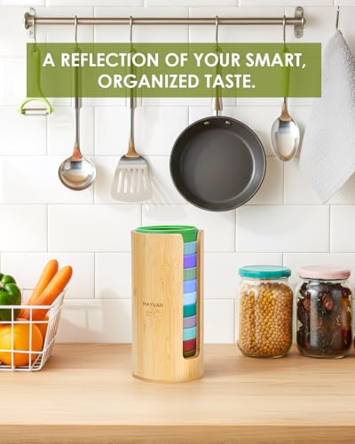 HAYVAN 2 Pack Mason Jar Lid Organizer - Bamboo Canning & Tumbler Lid Holder, Vertical Space Saving Storage for Kitchen & Home, Includes Brush & Stickers