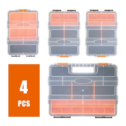 Torin AG421B Hardware & Parts Organizers: 4 Piece Versatile And Durable Storage Toolbox for Bolts, Screws, Nails, Nuts and Small Hardware, Black/Orange - style: 4 Piece Plastic Storage toolbox