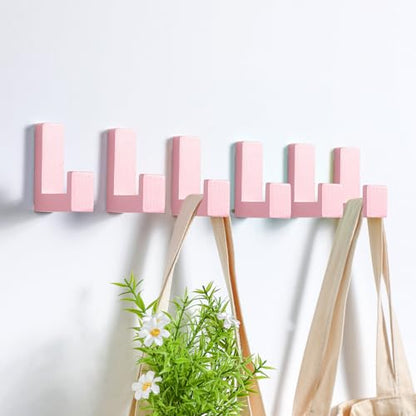 Teenyyou 6 Pcs Cute Kids Wall Hooks Adhesive for Backpack Pink - color: Pink