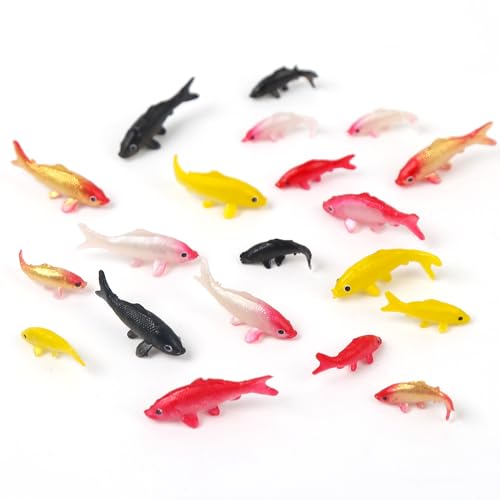 20 Pcs Mini Koi Fish Plastic Animals Goldfish Ornament Supplies for Fish Tank DIY Decorations Gifts