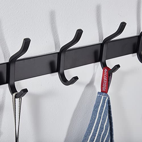 23 Inch Coat Rack Wall Mount with 8 Hooks, Black Wall Hooks, 2 Pack - color: Black, size: 8 Hooks 2 Pieces