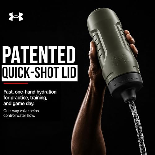 Under Armour Squeeze Water Bottles, 32 oz Water Bottles, Sideline Sports Water Bottle with Quick-Shot Lid, Quick & Easy Hydration, Gym Water Bottles, Squeeze Bottle, 1 32oz - color: Marine Green