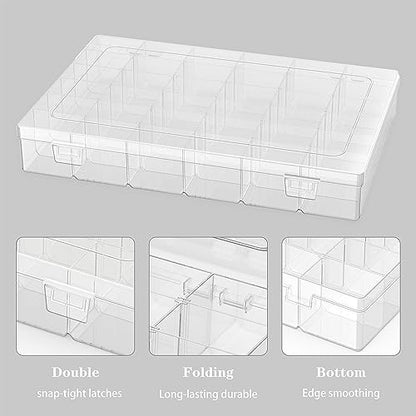 4 Pack Plastic Organizer Container Box, 36 Grids Clear Plastic Parts Organizer Box, for Beads, Art DIY, Crafts, Jewelry, Fishing Tackle with Label Stickers