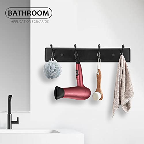Badiano Heavy Duty Wooden Coat Rack, Wall-Mounted Organizer, 19 Inch, Black - color: Black, size: 4 Hooks