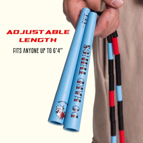 Elite Jumps Edge Beaded Adjustable Jump Rope, Do Hard Things - color: White/White-Blue-Black