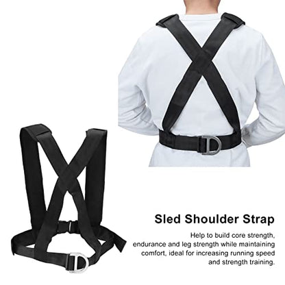 Sled Pulling Strap with Padded Shoulder Harness, Heavy Duty Nylon Resistance Training Equipment for Tire Drag, Strength and Speed Workouts for Football Runners