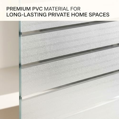 Privacy Window Film Frosted Window Cling Wide Strips Covering Non Adhesive Removable Window Sticker Glass Door Film UV Blocking for Home Office Living Room,17.5 x 78.7 Inches