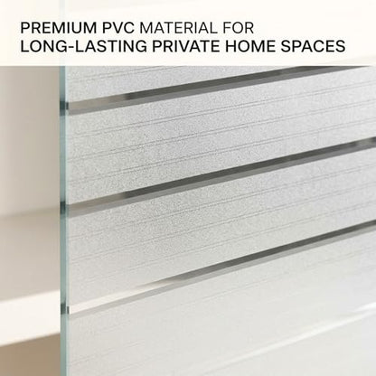 Privacy Window Film Frosted Window Cling Wide Strips Covering Non Adhesive Removable Window Sticker Glass Door Film UV Blocking for Home Office Living Room,17.5 x 78.7 Inches