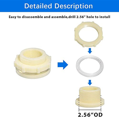 1-1/4" ABS Bulkhead Water Tank Connector Adapter Fitting Thru-Bulk Pipe Fitting (Pack of 2) - size: 1.25 Inch, style: Set of 2