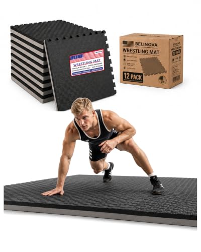 Professional Flexi-Roll Wrestling Mat – High-Density Shock Absorption for BJJ, Judo, MMA & Jiu Jitsu – Portable 1.2-Inch Thick Home Gym Training Flooring for Martial Arts & Yoga - size: 20" x 20" x 1.5" (12-Pack)