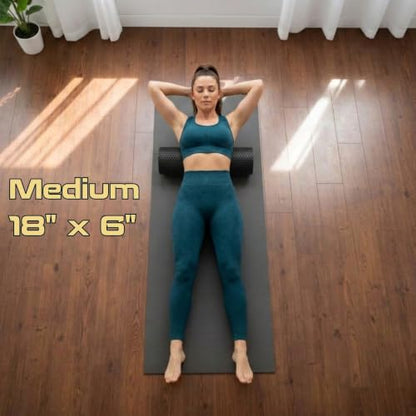 Foam Roller for Muscle Massage, Stiff Back Pain Relief, Physical Therapy, Deep Tissue, Exercise Equipment for Home Gym, Stress, Yoga, Pilates for the fit Citizen (Black, Medium 18 x 6 Inches) - size: Medium 18 x 6 Inch