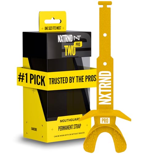 Nxtrnd Two Pro Football Mouth Guard, Permanent Strap, Fits Adult & Youth (Gold) - color: Gold Pro