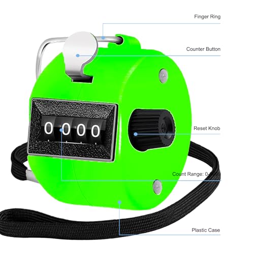 TESEAS Clicker Counter Handheld Tally Counter 4-Digit Number Counter, 2 Pack Hand Mechanical Counters Clickers Pitch Umpire Click Counter for Coaching, Knitting, People, Lap, Fishing, Golf, - color: Black Green