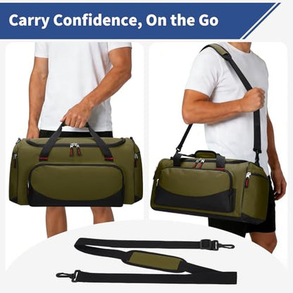 45L Gym Sport Duffle Bag for Men, Olive Green - color: Olive Green