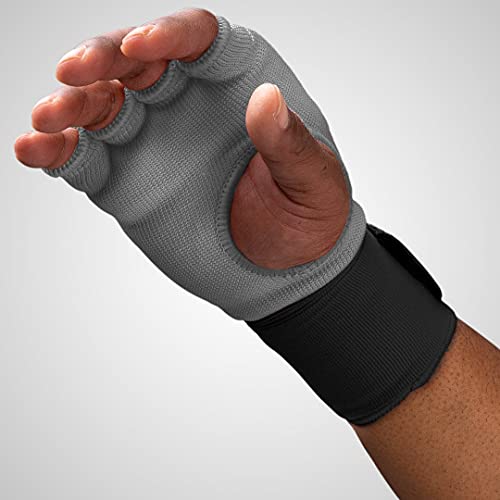 Hayabusa Quick Gel Hand Wrap Boxing Gloves | Slip-On Design, Padded Knuckle Protection, Hook and Loop Closure, Muay Thai Kickboxing, Men and Women, Sparring - color: Grey, size: Large