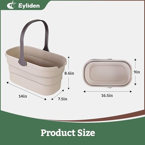 Eyliden Collapsible Bucket, 10L Foldable Mop Bucket with Handle, Portable Cleaning Pail for Camping, Car Wash, Fishing & Beach