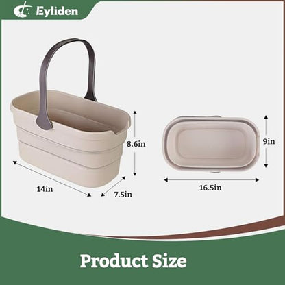 Eyliden Collapsible Bucket, 10L Foldable Mop Bucket with Handle, Portable Cleaning Pail for Camping, Car Wash, Fishing & Beach