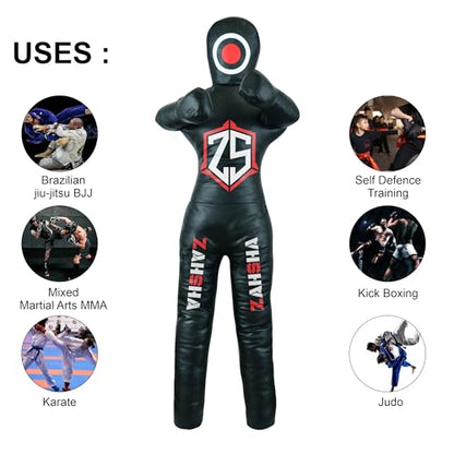 BJJ Wrestling Grappling Throwing Dummy Bag, Unfilled, PU Leather - size: 48 inches| 120cm|4 Feet