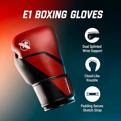 Hayabusa E1 Boxing Gloves for Men and Women - color: Red/Black, size: 10oz