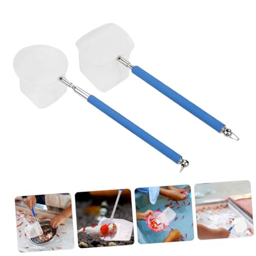 Cabilock 2pcs Mini Extendable Shrimp Net and Fish Tank Cleaning Net with Fine Mesh Stainless Steel for Aquarium Maintenance and Betta Fish Catching