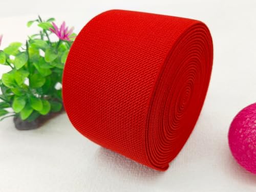 Red Blue Wide Knit Elastic Band 3" x 5yd for Sewing - color: Red #34