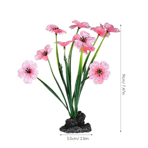 ULTECHNOVO 2 Pcs Pink Aquarium Plants Decor, 7.5" Tall Plastic Artificial Fish Tank Flowers with Weighted Base, Small Fake Plant for Betta Habitat and 10 Gallon Fish Tank Decorations