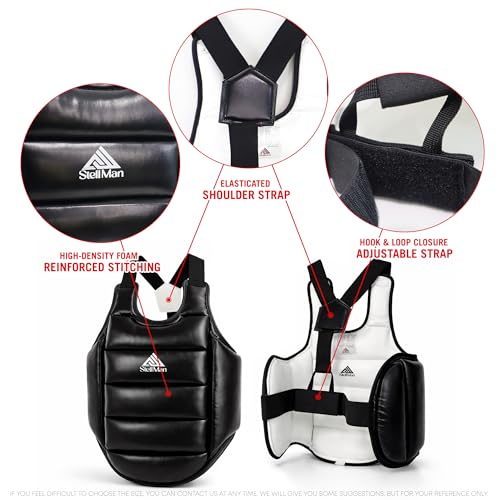Reversible Boxing Body Protector Chest Guard for MMA, Muay Thai & Taekwondo, Adjustable Sparring Training Vest - size: Small-Medium