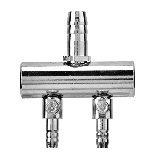 Aquarium Air Valve, Air Splitter Aquarium Tubing Connectors, Steel Aquarium Air Pump Accessories, Aquarium Aalve Aplitter for Fish Tank Air Pumps (8 to 4mm Two-Hole Splitter Head)