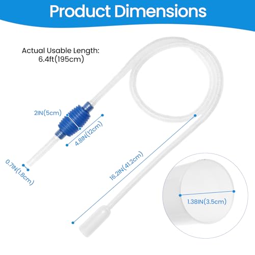 Small Gravel Vacuum for Aquarium Siphon, Fish Tank Cleaner, Blue | 6.4ft Fish Tank Siphon, Quick & Easy Waste Removal or Water Changes, Effectiveness, Value for Money, Ease of Use