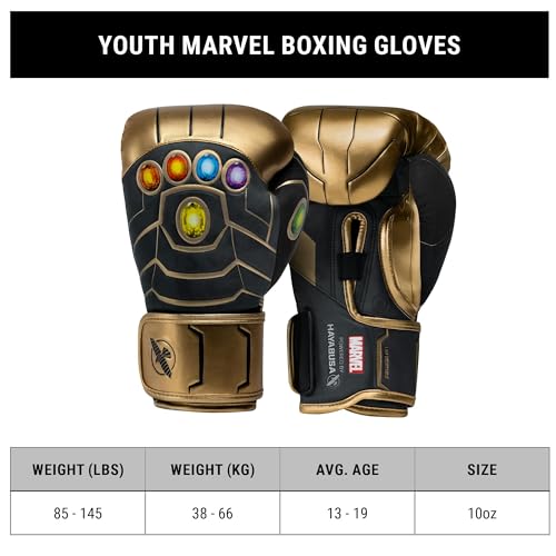 Hayabusa Marvel Hero Elite Boxing Gloves | Sparring and Training, Muay Thai Kickboxing, Fight Ready, Licensed Design, Padded Knuckle, 10oz 12oz 16oz, Men and Women - color: Thanos, size: 10oz