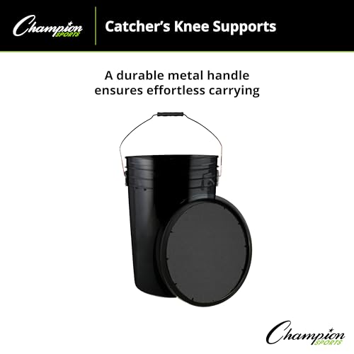 Champion Sports 6 Gallon Bucket with Padded Soft Seat Lid - Durable Construction - Balls Not Included - Ideal for Baseball, Softball, T-Ball, Practice Balls, and Lacrosse – Black - color: Black