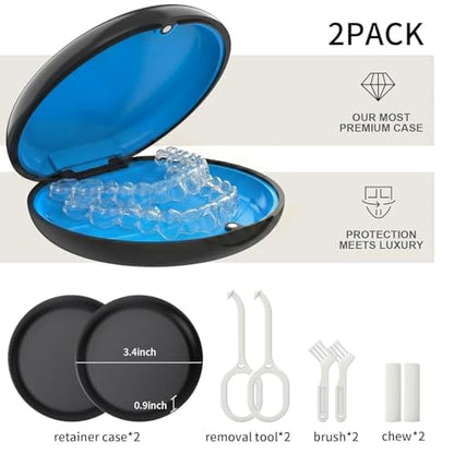 2 Pack Retainer Case, Compatible with Invisalign - Black - color: 2 Pack - Black