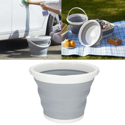 10L Capacity Plastic Collapsible Water Bucket with Handle Portable Hanging Design Folding Container for Camping Fishing Travel Outdoor and Home Use