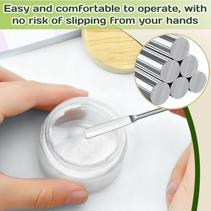 6PCS Lab Spatula Stainless Steel Small Metal Spatula Double Ended Micro Spatula Square/Round End Spatula Makeup Spatula Tool for Mixing Cosmetics (6 Pcs)