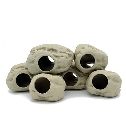 Aquarium Decoration Rock Caves for Fish Tank, Ceramic Betta Fish Tank Accessories Hideout, Cichlid Stackable Cave Hiding (3 Small & 3 Medium)