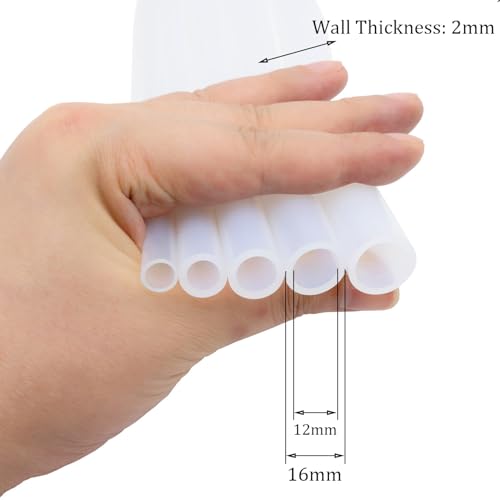 Silicone Tube 1/2"(12mm) ID x 5/8"(16mm) OD Clear Flexible Silicone Rubber Tubing Water Air Hose Pipe Transparent (3.3ft / 1m；12 x 16mm) - size: 12mm ID x 16mm OD