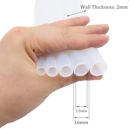 Silicone Tube 1/2"(12mm) ID x 5/8"(16mm) OD Clear Flexible Silicone Rubber Tubing Water Air Hose Pipe Transparent (3.3ft / 1m；12 x 16mm) - size: 12mm ID x 16mm OD