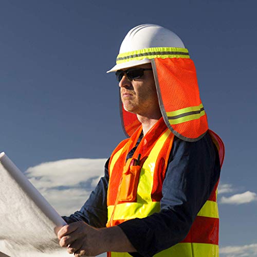 Evridwear High Visibility Neck Sun Shield with Reflective Stripe, Safety Hard Hat Shade with Breathable Mesh Elastic Band for Construction, Outdoor Activities, Landscaping from UV | 2 Pack,Reflective Stripe,Breathable Mesh Elastic Band,UV Protection for C