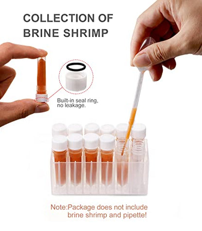Aquarium Baby Brine Shrimp Dispense Storage Container Collection Tubes Kit for Brine Shrimp Hatchery 12 x 1.5ml